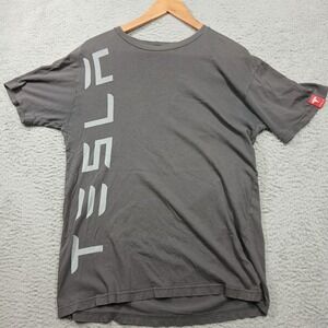 Tesla Men's M‎ Gray Short Sleeve T-Shirt Logo Graphic Read